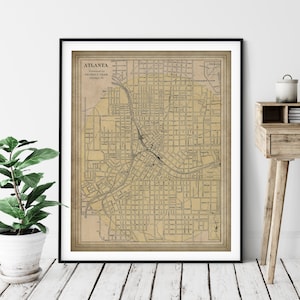 1901 Atlanta Georgia Map Print, Vintage Atlanta Map Art, Antique Atlanta Map, Atlanta Wall Art, Old Maps, Atlanta Gifts, Atlanta GA Art