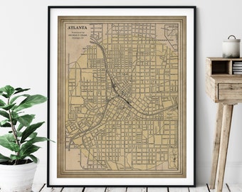 1901 Atlanta Georgia Map Print, Vintage Atlanta Map Art, Antique Atlanta Map, Atlanta Wall Art, Old Maps, Atlanta Gifts, Atlanta GA Art