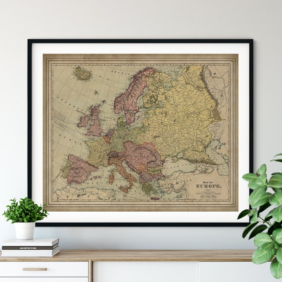 1897 Europe Map Print: Vintage European Wall Art - Spain, France