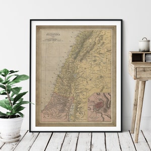 1912 Palestine Map Print: Vintage Palestinian Wall Art