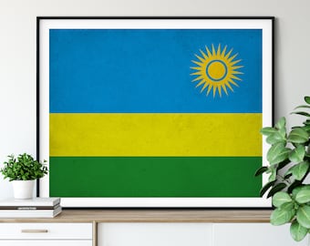 Rwanda Flag Art, Rwanda Flag Print, Flag Poster, Country Flags, Flag Painting, Flag Poster, African Art, Africa, African Gifts
