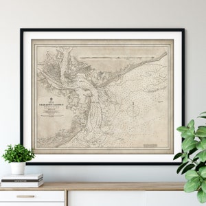 1882 Charleston Harbor Map Print: Vintage Nautical Survey Wall Art