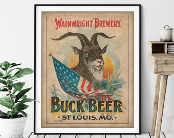 1895 Vintage Beer Print - Antique Beer Ad, Beer Art, Beer Gifts, Beer Lover Gift, Beer Wall Art, Wet Bar Art, St Louis Brewery Advertising