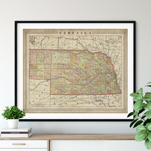 1897 Nebraska Map Print: Vintage State Wall Art