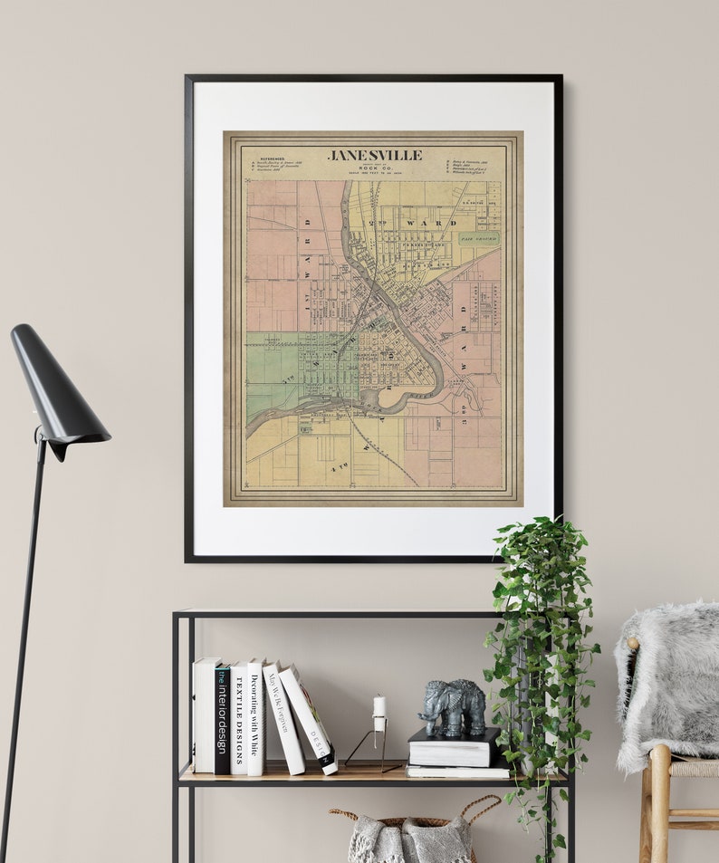 1878 Janesville Wisconsin Map Print Vintage Map Art Antique Etsy