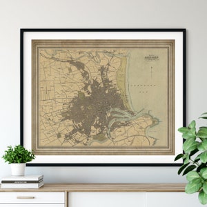 1912 Aberdeen Scotland Map, vintage Map Art, Antique Map Print, Aberdeen Map, Old Map, Scotland Print, Scotland Poster, Scotland Gifts