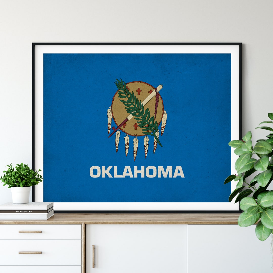 Oklahoma Flag Art Oklahoma Flag Print State Flag Poster OK - Etsy