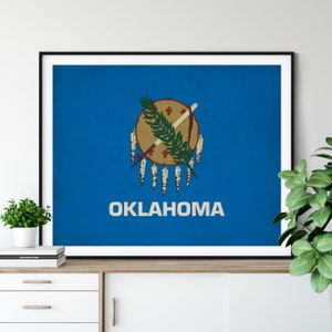 Oklahoma Flag Art, Oklahoma Flag Print, State Flag Poster, OK Flag Painting, Living Room Art, Gallery Wall Ideas, State Pride Gift, Office