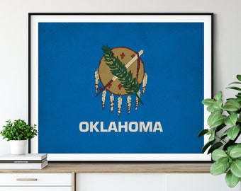 Oklahoma Flag Art, Oklahoma Flag Print, State Flag Poster, OK Flag Painting, Living Room Art, Gallery Wall Ideas, State Pride Gift, Office