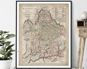 1806 Bavaria Map Print - Vintage Bavarian Map Art, Antique Map, Old Map Poster, Munich Germany Wall Art, German Gift, Salzburg, Franconia