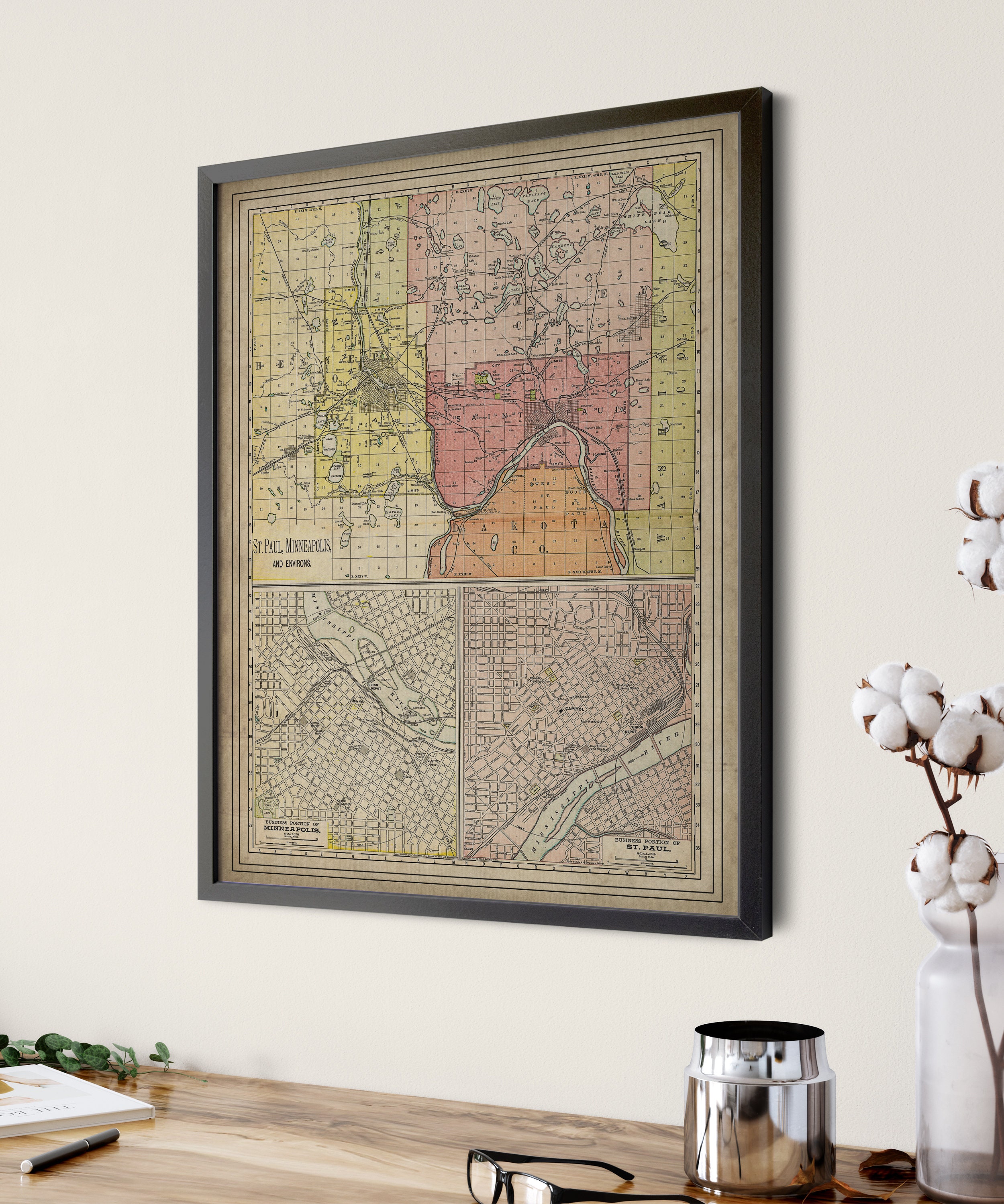 Vintage Map of St. Paul Minnesota - 1891 by CartographyAssociates