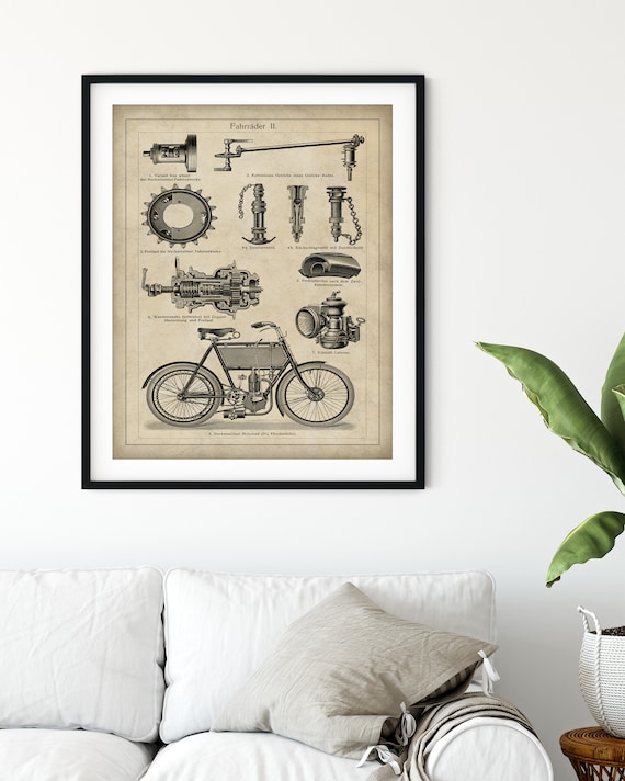 1894 Antique Motorcycle Parts Print, Vintage German