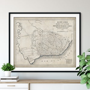 1869 Buenos Aires, Argentina Map Print in Spanish - Sewer Drain & City Improvements Diagram, Vintage Map Art, Antique Map Wall Art, Old Map