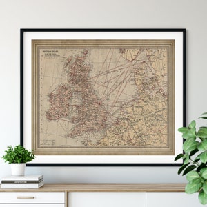 1871 British Isles Map Print: Vintage UK, Northern Ireland, England, Wales, Scotland Art
