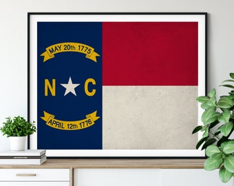 North Carolina Flag Art, North Carolina Flag Print, Flag Poster, NC State Flag, NC Painting, North Carolina Gifts, North Carolina Art