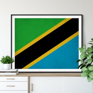Tanzania Flag Print, Tanzania Flag Art, Tanzania Gifts, Flag Poster, Moving Gift, Vintage Flag Wall Art, Tanzania Art, African Gifts