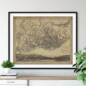 1833 Lisbonne Portugal Carte, vintage Map Art, Antique Map Print, Old Map, Lisbon Print, Lisbon Poster, Lisbon Art, Portugal Gift, Portugais