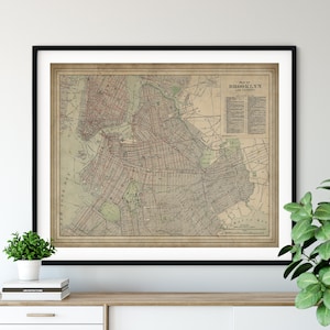 1891 Brooklyn NY Map, Vintage Map Art, Antique Map Print, Brooklyn Map, Old Map, New York Map, NYC Poster, City Street Map, Brooklyn Print