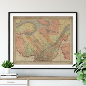 1897 Quebec Map Print, vintage Map Art, Antique Map, Wall Art, Old Maps, Quebec Print, Quebec Art, Québec Canada Gifts, City Map