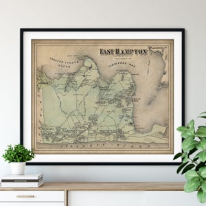 1873 East Hampton Map Print - Vintage Long Island NY Map Art, Antique Map, Old Map Poster, New York Wall Art, Wainscott Amagansett, Hamptons