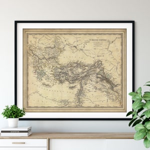 1843 Turkish Empire Map Print -Vintage Map Art, Antique Map, Old Map Poster, History Buff Gift, History Teacher Wall Art, Europe Asia Greece