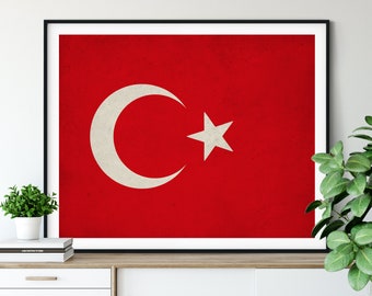 Turkey Flag Art, Turkey Flag Print, Flag Poster, Country Flags, Flag Painting, Turkish Flag, Turkish Gifts, Wall Art, Turkish Art