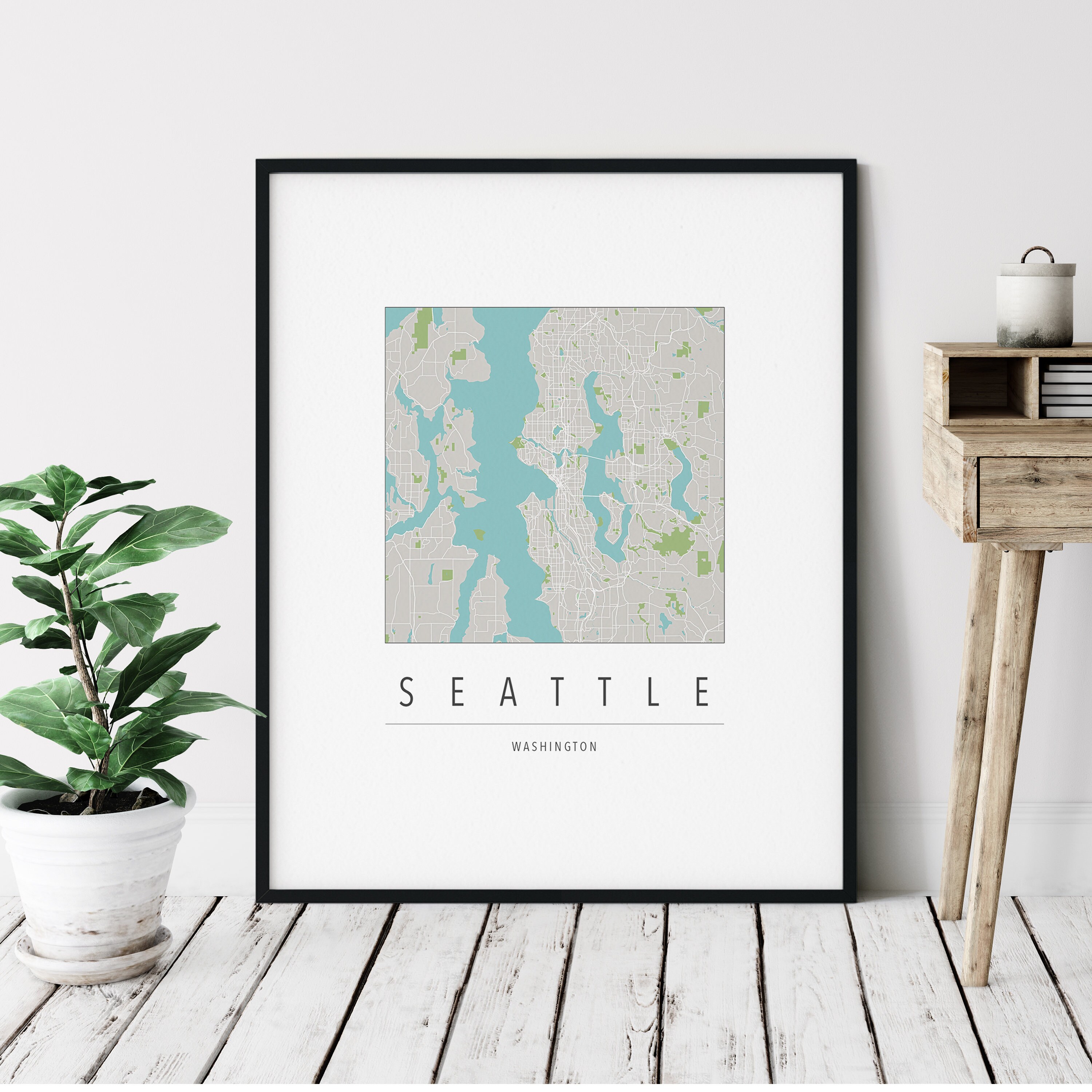 Seattle Wa Map Print Modern Seattle Art Minimalist Seattle Print Seattle Gifts Seattle Washington Wall Art Seattle Street Map Art