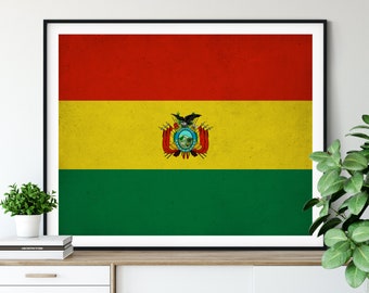 Bolivia Flag Art, Bolivian Flag Print, Flag Poster, Country Flags, Flag Painting, Bolivian Art, Wall Art, Wall Decor, Christmas Gifts