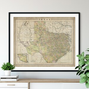 1897 Texas Map Print, vintage Map Art, Antique Map, Old Map, Texas Wall Art, Texas Art, Texas Print, Texas Gift, Texas County Map, State Map