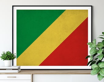 Republic of the Congo Flag Art, Flag Print, Flag Poster, Flag Painting, Country Flags, Africa Poster, African Gifts, Housewarming Gift