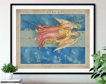 Antique Virgo Print - Astrology Art, Zodiac Wall Decor, Celestial Wall Art, Horoscope Gifts, Astrological Sign, Constellation Poster