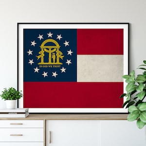 Georgia Flag Art, Georgia Flag Print, Flag Poster, State Flags, Flag Painting, Georgia Print, Atlanta, Housewarming Gift, Georgia Poster
