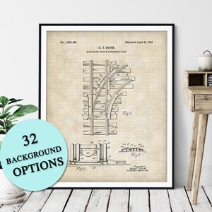 May include: A vintage patent drawing for a railway track construction design. The drawing shows a detailed diagram of the track layout with numbered components. The patent number is 1,854,487 and the patent date is April 19, 1932. The inventor's name is G. T. Ronk.