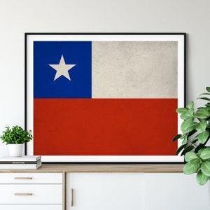 Chile Flag Art, Chile Flag Print, Flag Poster, Country Flags, Chile Poster, Chilean Art, Chilean Pride, Housewarming Gifts, Flag Painting,