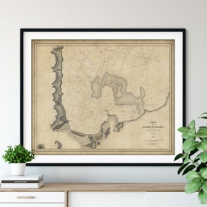 1841 Waiakea Harbour Map Print - Vintage Hawaii Map Art, Antique Map Wall Art, Old Map Poster, Sailing Gift, Nautical Chart, Hilo Harbor