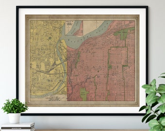 1903 Kansas City Missouri Map Print, Vintage Map Art, Antique Map Wall Art, Kansas City MO Art, Old Maps, Kansas City Print, Moving Gift