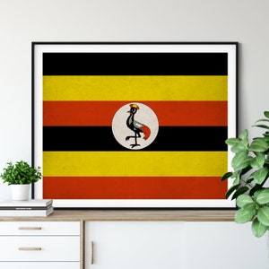 Uganda Flag Art, Uganda Flag Print, Flag Poster, Country Flags, Uganda Painting, Flag Painting, Flag Poster, African Art, Housewarming Gifts