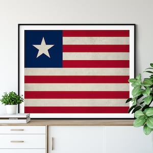 Liberia Flag Art Print: Vintage Liberian Wall Decor