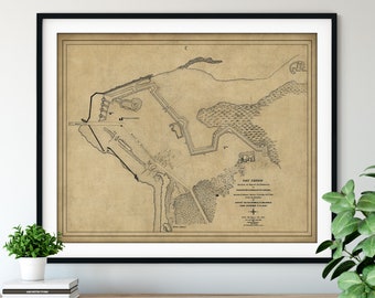 1865 Fort Johnson Map Print - Vintage Charleston Harbor, SC Map Art, Antique Defense Map, Old Map Poster, Atlas Wall Art, South Carolina