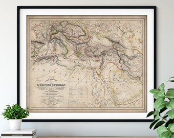 1845 Ottoman Empire Map Print -Vintage Map Art, Antique Map, Old Map Poster, History Buff Gift, History Teacher Wall Art, Europe Asia Africa