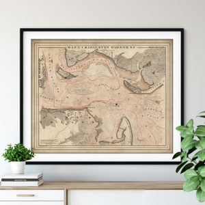1860 Charleston Harbor, SC Map Print - Vintage Map Art, Antique Map, Old Map Poster, Atlas Wall Art, James Island, Lighthouse Island, Hog