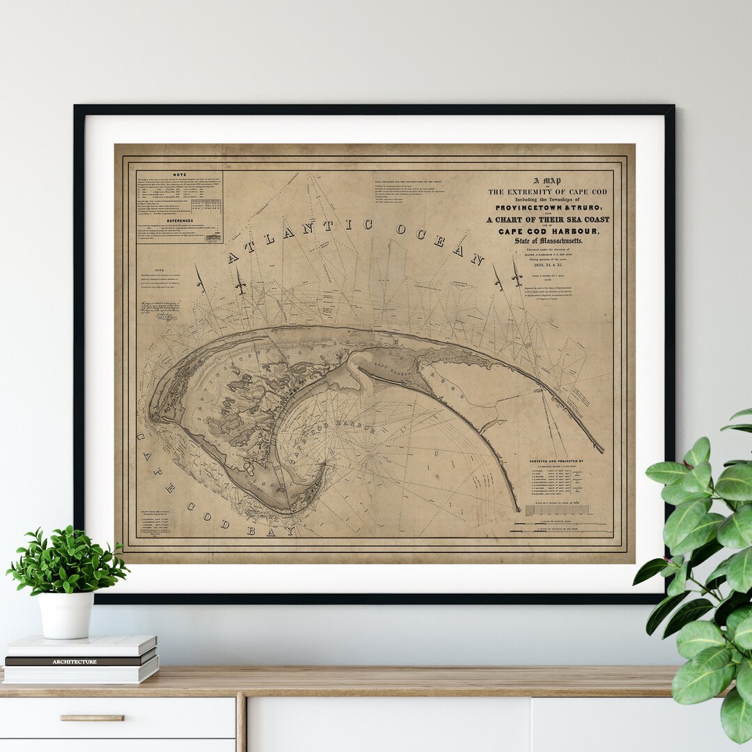 1836 Cape Cod Map Print, Vintage Map Art, Antique Map Wall Art, Cape ...