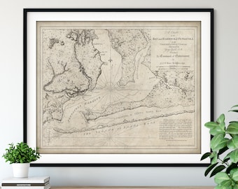 1780 Pensacola Harbour Map Print, Vintage Florida Map Art, Antique Map Wall Art, Old Map Poster, Sailing Gift, Nautical Chart, Pensacola Bay