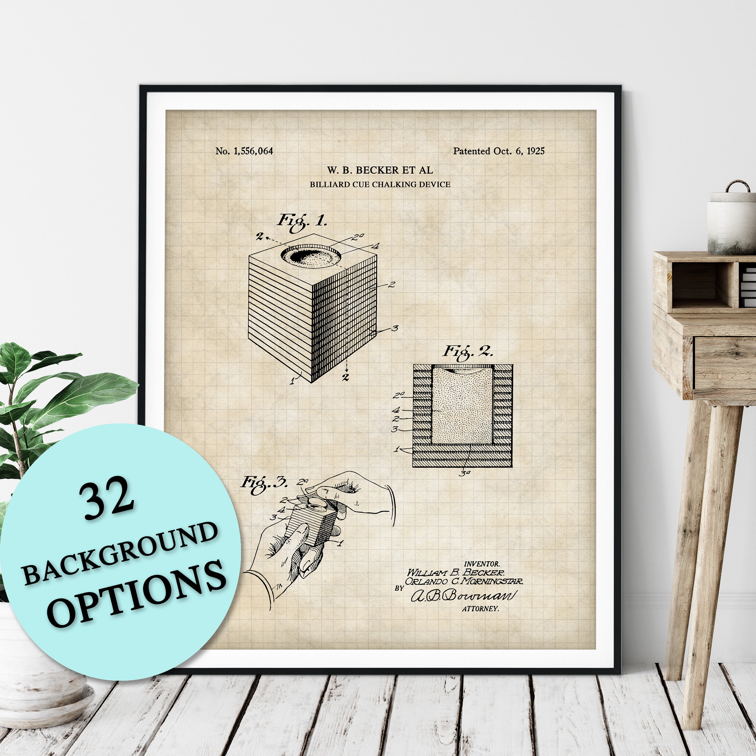 Billiards Cue Chalk Patent Print - Customizable Pool Blueprint Plan, Pool Player Gift, Billiards Art Poster, Pool Hall Decor, Game Room