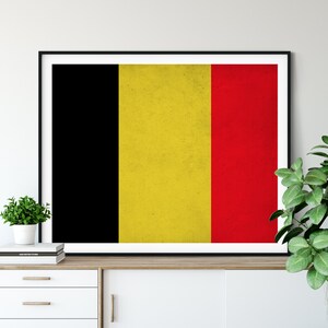 Belgium Flag Art, Belgium Flag Print, Flag Poster, Country Flags, Flag Painting, Brussels Poster, Belgian Art, Gifts, Wall Art, Wall Decor