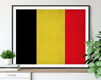 Belgium Flag Art, Belgium Flag Print, Flag Poster, Country Flags, Flag Painting, Brussels Poster, Belgian Art, Gifts, Wall Art, Wall Decor