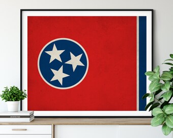 Tennessee Flag Art, Tennessee Flag Print, Flag Poster, TN State Flag, Housewarming Gift, Tennessee Art, Tennessee Print, State Pride Art