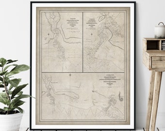 1841 Ewa or Pearl Harbor Map Print - Vintage Map Art, Antique Map, Old Map Poster, History Buff Gift, Oahu Wall Art, Harbour of Honolulu