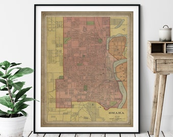 1903 Omaha Nebraska Map Print, Vintage Map Art, Antique Omaha Map, Old Map, Living Room Wall Art, Moving Gift, Omaha Print, Omaha Art