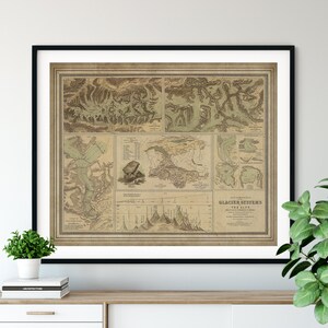 1854 Alps Glacier Map Print, Vintage Map Art, Antique Map, Old Map, Alps Map, Mont Blanc Glacier Illustration, Science Gifts, Topography Map